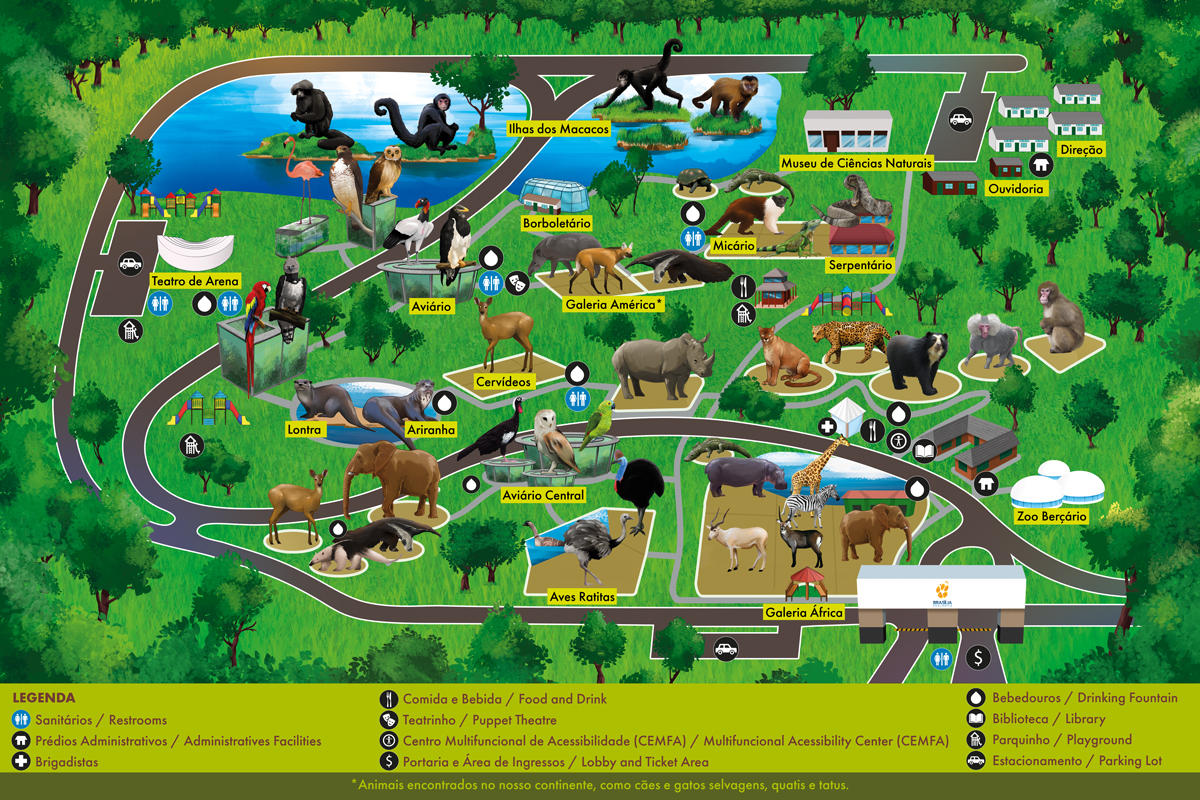 Mapa do Zoológico de Brasília – ZOO